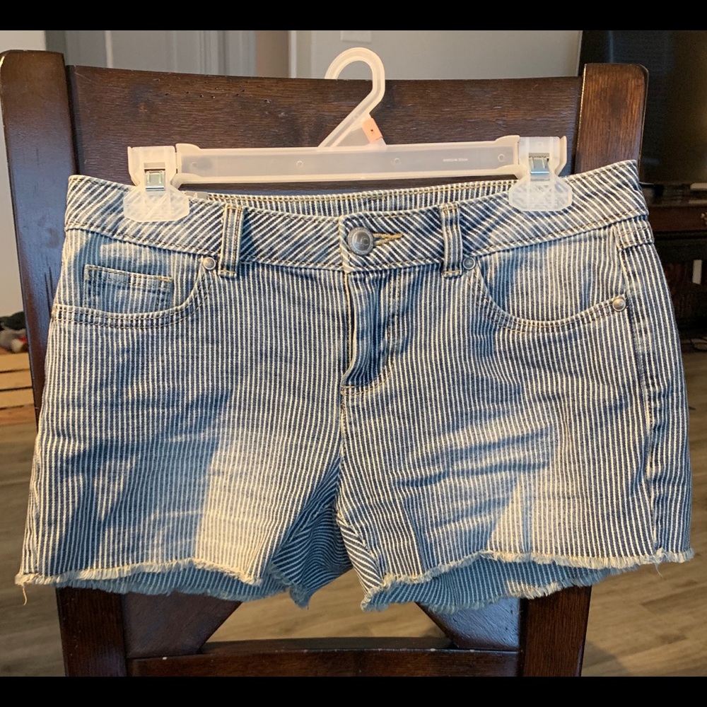 Lauren Conrad Striped Blue Jean Shorts